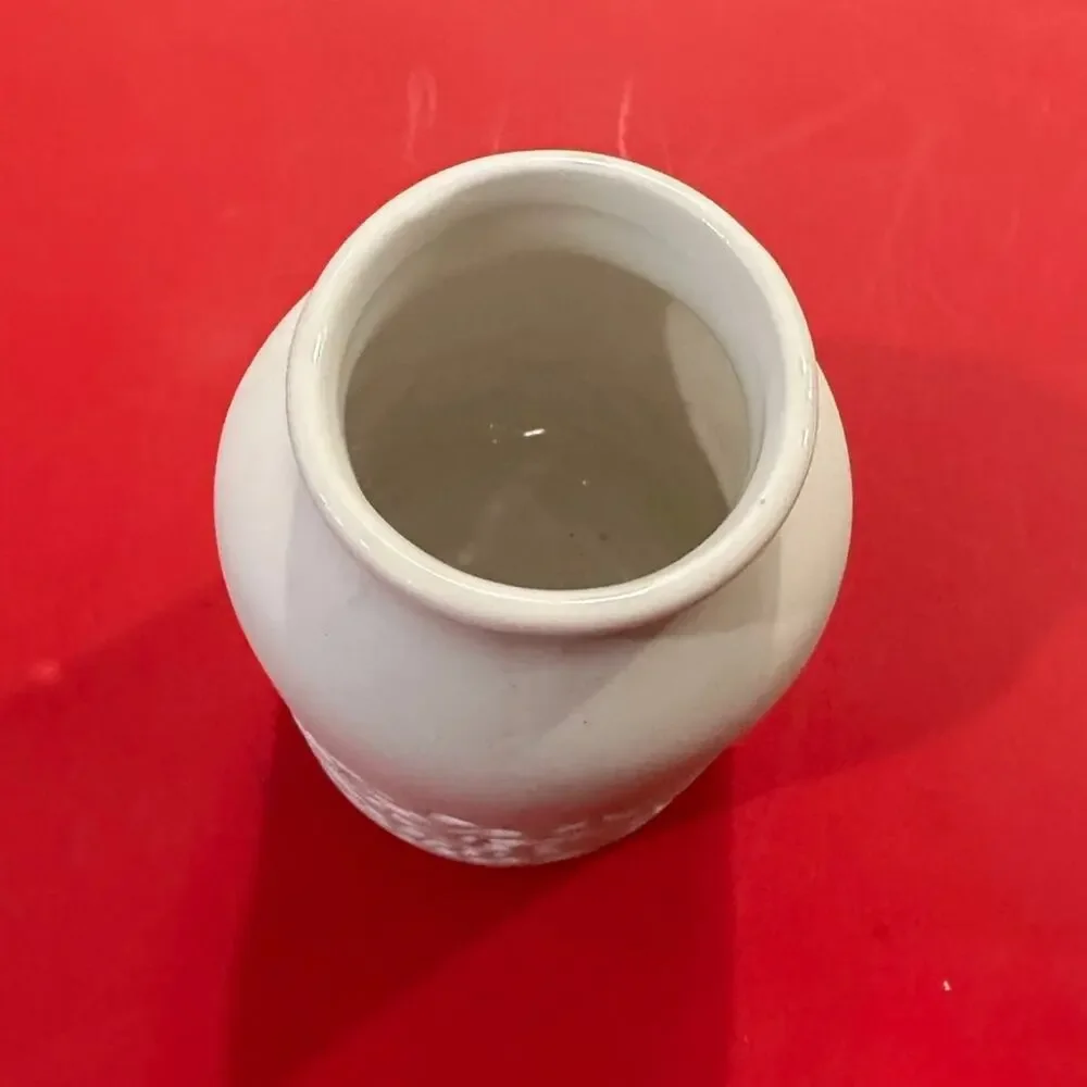 White Etched Floral Print Vase
